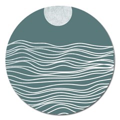 Sea Waves Moon Water Boho Magnet 5  (round) by uniart180623