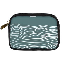 Sea Waves Moon Water Boho Digital Camera Leather Case by uniart180623