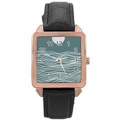 Sea Waves Moon Water Boho Rose Gold Leather Watch  by uniart180623