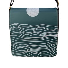 Sea Waves Moon Water Boho Flap Closure Messenger Bag (l) by uniart180623