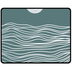 Sea Waves Moon Water Boho Two Sides Fleece Blanket (medium) by uniart180623