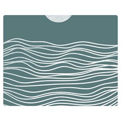 Sea Waves Moon Water Boho Two Sides Premium Plush Fleece Blanket (medium) by uniart180623