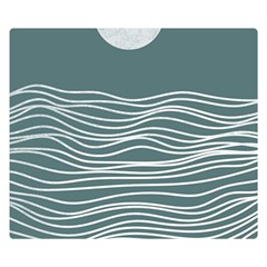 Sea Waves Moon Water Boho Premium Plush Fleece Blanket (small) by uniart180623