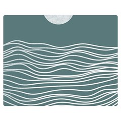 Sea Waves Moon Water Boho Premium Plush Fleece Blanket (medium) by uniart180623