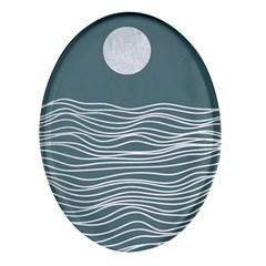 Sea Waves Moon Water Boho Oval Glass Fridge Magnet (4 Pack) by uniart180623