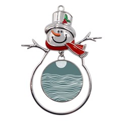 Sea Waves Moon Water Boho Metal Snowman Ornament by uniart180623