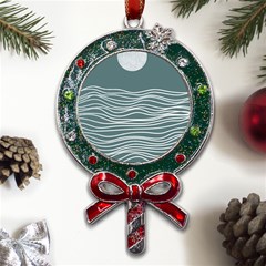 Sea Waves Moon Water Boho Metal X mas Lollipop With Crystal Ornament by uniart180623