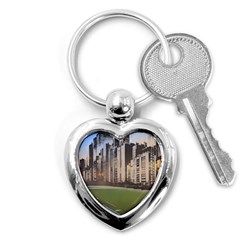 Building City Urban Path Road Skyline Key Chain (heart) by uniart180623