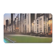 Building City Urban Path Road Skyline Magnet (rectangular) by uniart180623