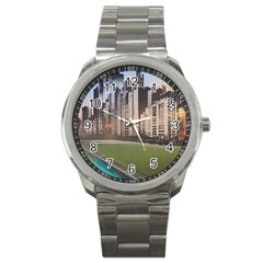 Building City Urban Path Road Skyline Sport Metal Watch by uniart180623