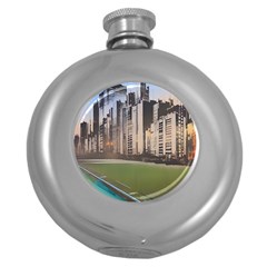 Building City Urban Path Road Skyline Round Hip Flask (5 Oz) by uniart180623