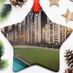 Building City Urban Path Road Skyline Star Ornament (two Sides) by uniart180623