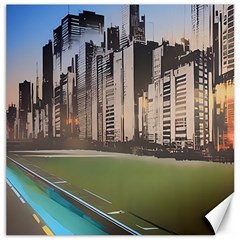 Building City Urban Path Road Skyline Canvas 16  X 16  by uniart180623