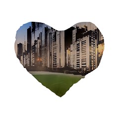 Building City Urban Path Road Skyline Standard 16  Premium Heart Shape Cushions by uniart180623