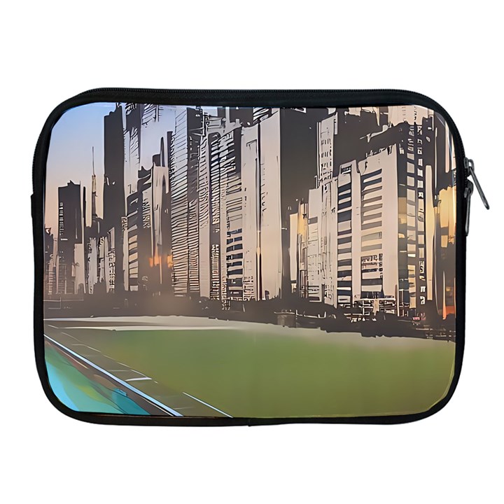 Building City Urban Path Road Skyline Apple iPad 2/3/4 Zipper Cases