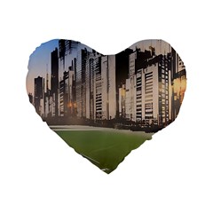 Building City Urban Path Road Skyline Standard 16  Premium Flano Heart Shape Cushions by uniart180623