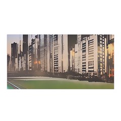 Building City Urban Path Road Skyline Satin Wrap 35  X 70  by uniart180623