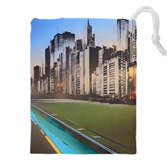 Building City Urban Path Road Skyline Drawstring Pouch (4xl) by uniart180623