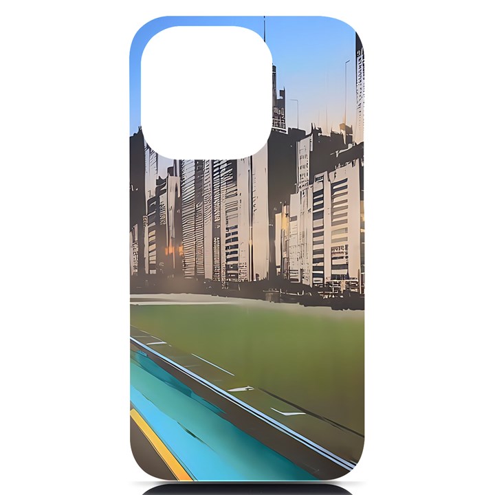 Building City Urban Path Road Skyline iPhone 14 Pro Black UV Print Case