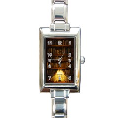 Books Library Rectangle Italian Charm Watch by uniart180623