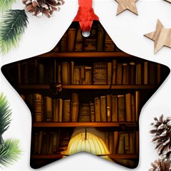 Books Library Star Ornament (two Sides) by uniart180623