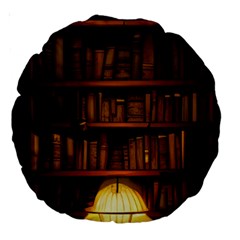 Books Library Large 18  Premium Round Cushions by uniart180623