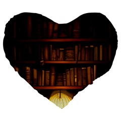 Books Library Large 19  Premium Heart Shape Cushions by uniart180623