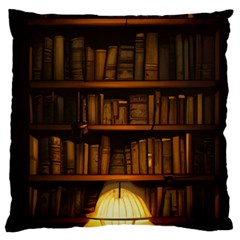 Books Library Large Premium Plush Fleece Cushion Case (one Side) by uniart180623