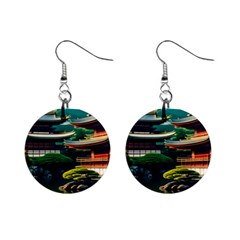 Japan Mount Fuji Japanese Mini Button Earrings by uniart180623