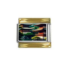 Japan Mount Fuji Japanese Gold Trim Italian Charm (9mm) by uniart180623