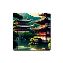 Japan Mount Fuji Japanese Square Magnet by uniart180623