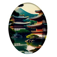 Japan Mount Fuji Japanese Oval Glass Fridge Magnet (4 Pack) by uniart180623