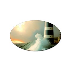 Sea Ocean Waves Lighthouse Nature Sticker (oval) by uniart180623