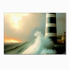 Sea Ocean Waves Lighthouse Nature Postcard 4 x 6  (pkg Of 10) by uniart180623