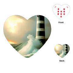 Sea Ocean Waves Lighthouse Nature Playing Cards Single Design (heart) by uniart180623