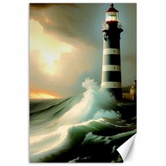 Sea Ocean Waves Lighthouse Nature Canvas 24  X 36  by uniart180623