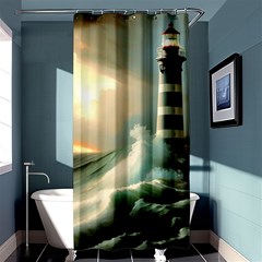 Sea Ocean Waves Lighthouse Nature Shower Curtain 36  X 72  (stall)  by uniart180623