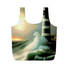 Sea Ocean Waves Lighthouse Nature Full Print Recycle Bag (m) by uniart180623