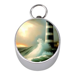 Sea Ocean Waves Lighthouse Nature Mini Silver Compasses by uniart180623