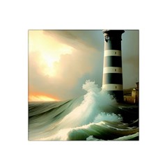 Sea Ocean Waves Lighthouse Nature Satin Bandana Scarf 22  X 22  by uniart180623