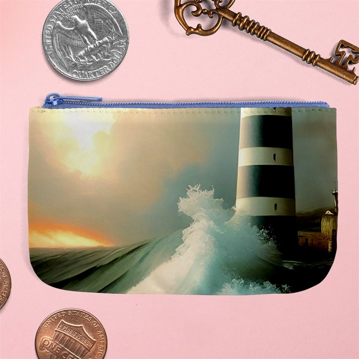 Sea Ocean Waves Lighthouse Nature Large Coin Purse