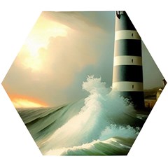 Sea Ocean Waves Lighthouse Nature Wooden Puzzle Hexagon by uniart180623