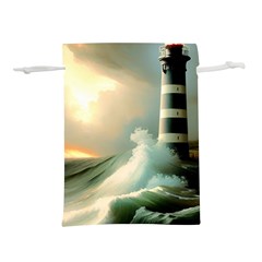 Sea Ocean Waves Lighthouse Nature Lightweight Drawstring Pouch (m) by uniart180623