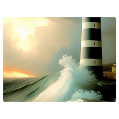 Sea Ocean Waves Lighthouse Nature Two Sides Premium Plush Fleece Blanket (extra Small) by uniart180623