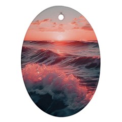 Ocean Waves Sunset Ornament (oval) by uniart180623