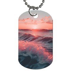 Ocean Waves Sunset Dog Tag (two Sides) by uniart180623