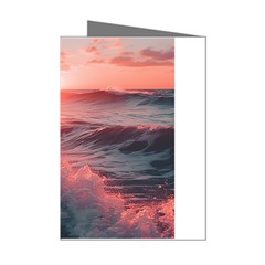 Ocean Waves Sunset Mini Greeting Cards (pkg Of 8) by uniart180623