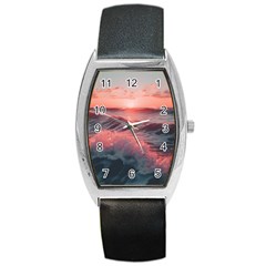 Ocean Waves Sunset Barrel Style Metal Watch by uniart180623