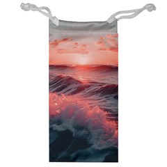 Ocean Waves Sunset Jewelry Bag by uniart180623