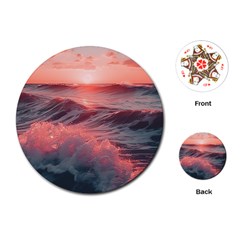 Ocean Waves Sunset Playing Cards Single Design (round) by uniart180623